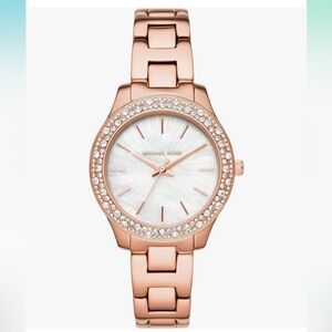 Michael Kors Liliane Women's Watch, Stainless Steel and Pavé Crystal rose gold
